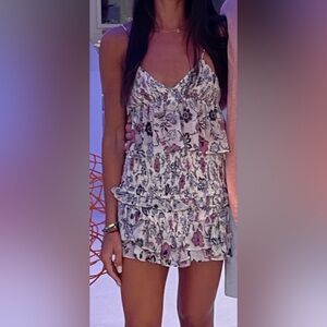 Floral Ruffle Mini Skirt and Top ( two piece set)